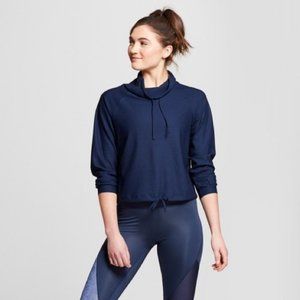 Joy Lab Navy Funnel Neck Long Sleeve Sport Top